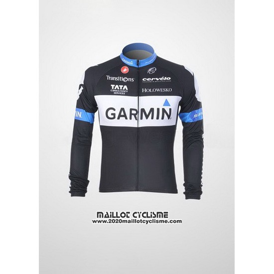 2011 Maillot Ciclismo Garmin Cervelo Blanc et Noir Manches Longues et Cuissard